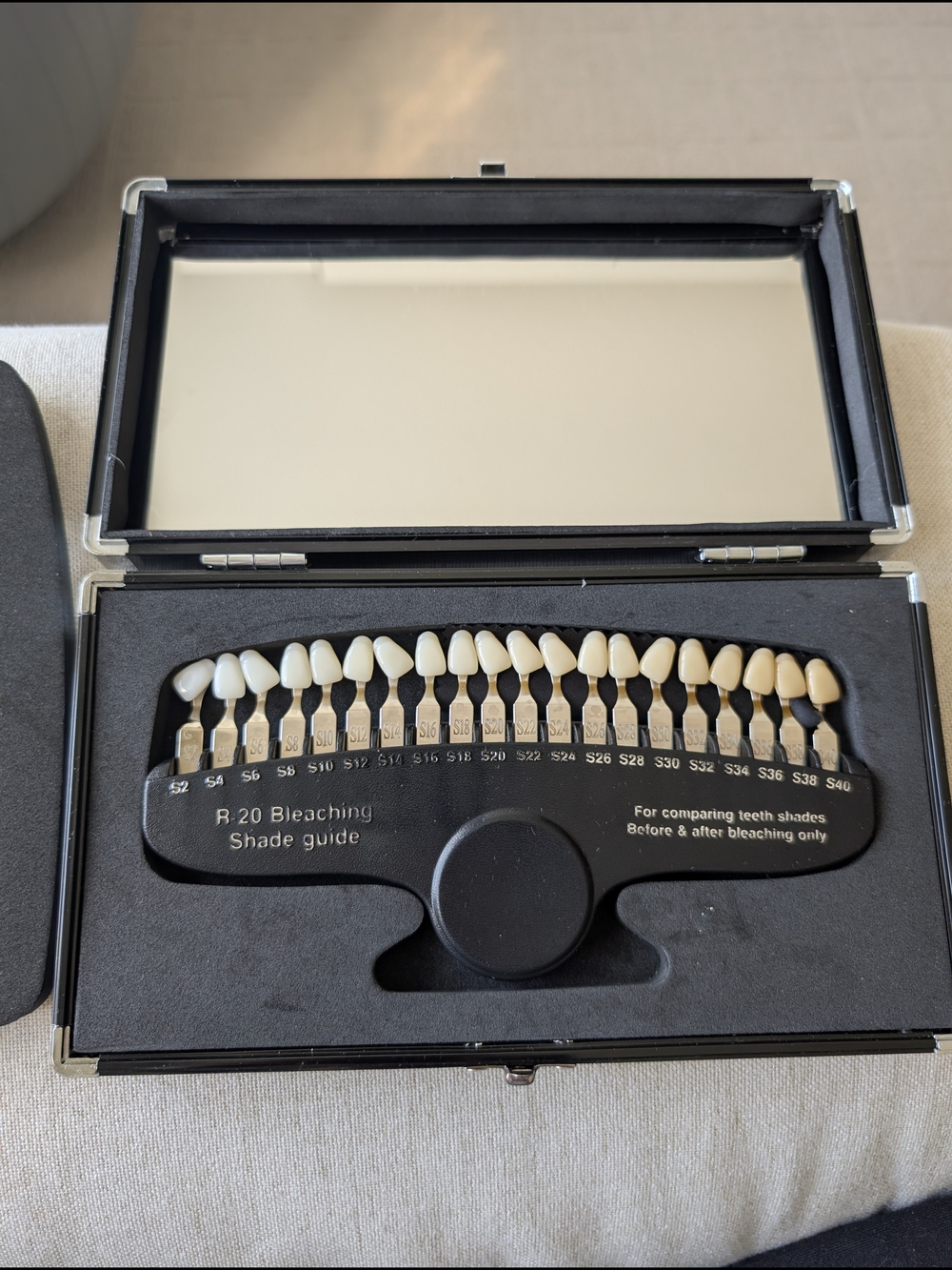 Dental Shade Guide with Mirror - Neutral to Warm Shades